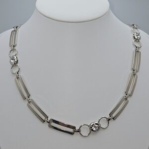 ✨2/$10✨ Silver Necklace with Large Links and Rhinestones for Casual Wear 27.5''